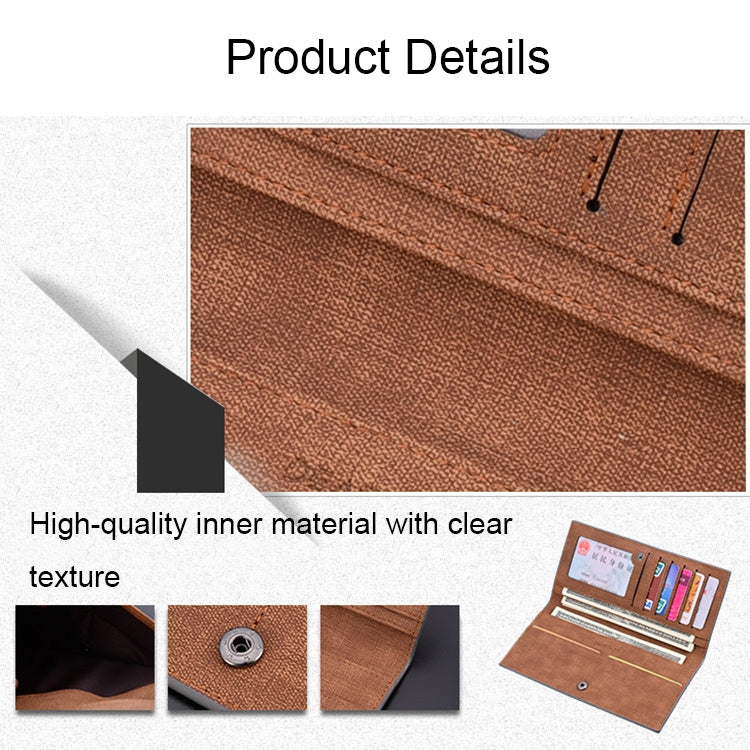 DEABOLAR Large Capacity Men Long Wallet Ultra-thin Paneled Soft Wallet(Navy Blue)