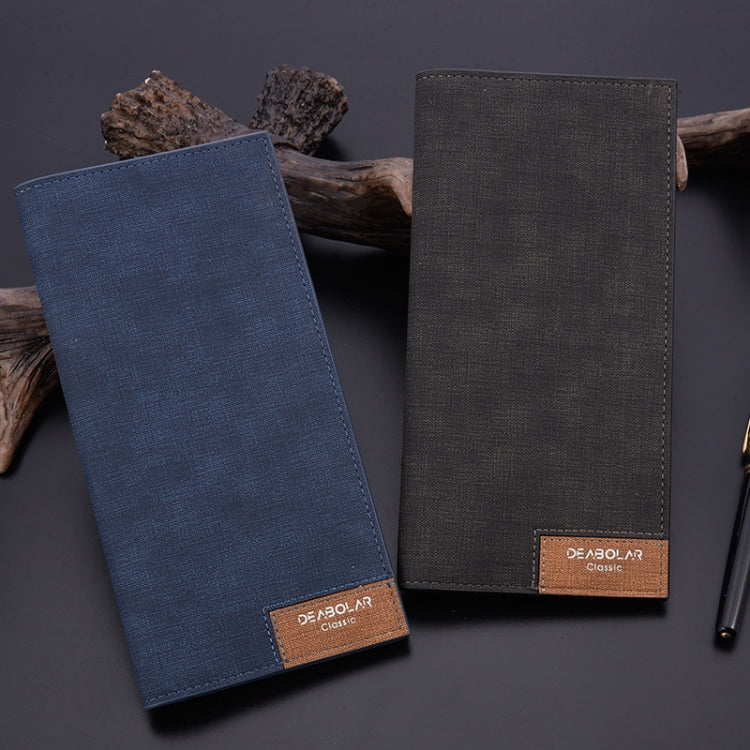 DEABOLAR Large Capacity Men Long Wallet Ultra-thin Paneled Soft Wallet(Navy Blue)