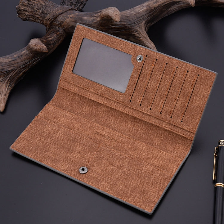 DEABOLAR Large Capacity Men Long Wallet Ultra-thin Paneled Soft Wallet(Navy Blue)