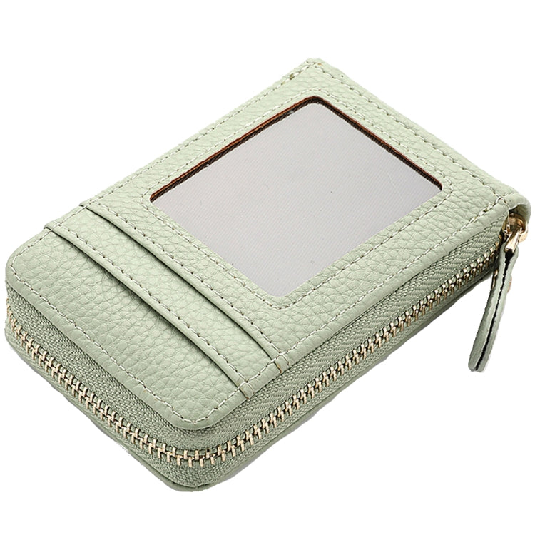 DEABOLAR Porte-cartes court à plusieurs emplacements grande capacité en cuir PU avec fermeture éclair et porte-monnaie (vert clair)