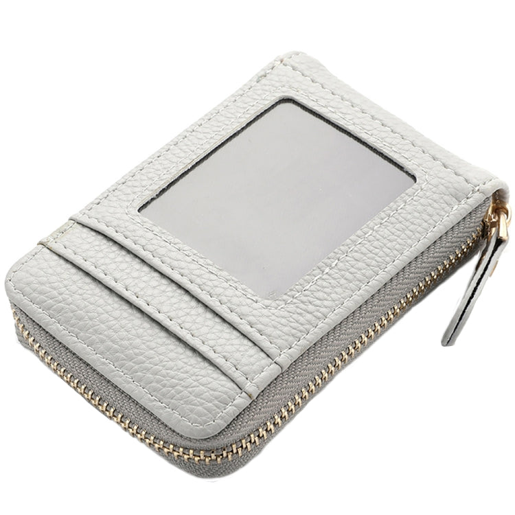 DEABOLAR Large-capacity Multi-slot Short Organ Card Holder PU Leather ID Cover Zipper Coin Purse(Grey)