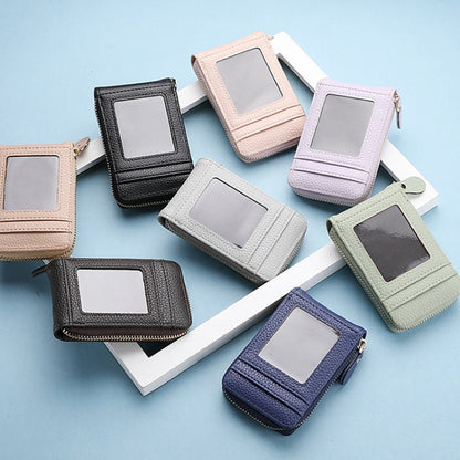 DEABOLAR Large-capacity Multi-slot Short Organ Card Holder PU Leather ID Cover Zipper Coin Purse(Coffee)