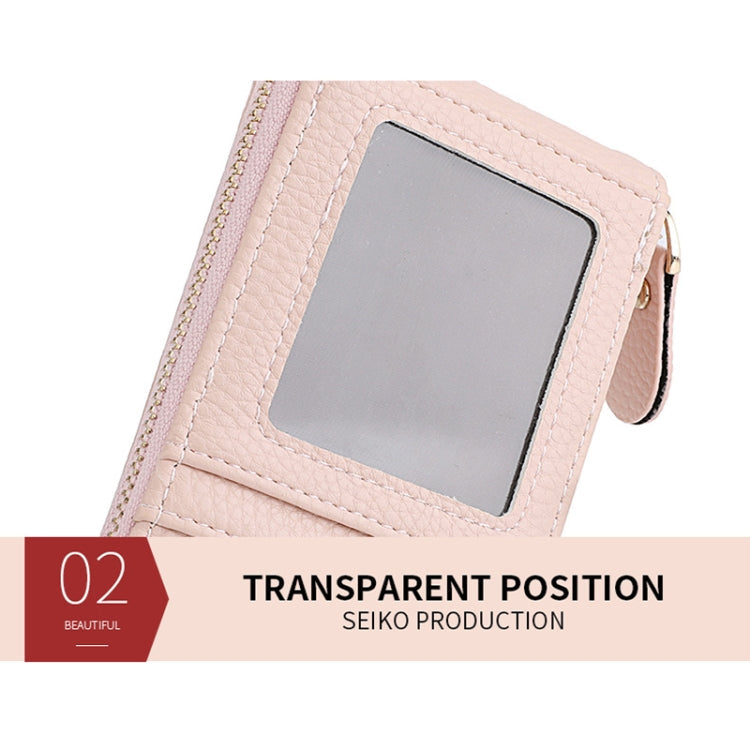 DEABOLAR Large-capacity Multi-slot Short Organ Card Holder PU Leather ID Cover Zipper Coin Purse(Grey)