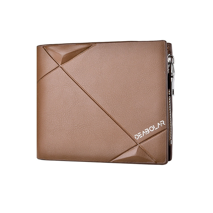 DEABOLAR Men Short PU Leather Tri-fold Horizontal Wallet Large-capacity Multi-card Wallet(Brown)