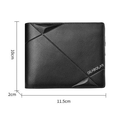 DEABOLAR Men Short PU Leather Tri-fold Horizontal Wallet Large-capacity Multi-card Wallet(Brown)