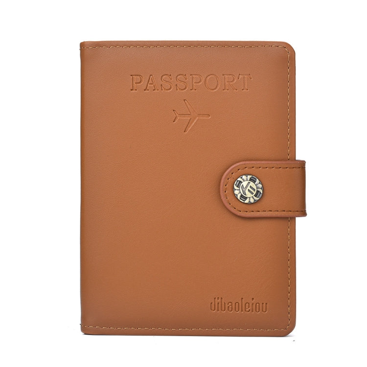 Dibaoleiou Étui de rangement pour cartes d'identité en cuir PU avec boucle, étui multifonctionnel pour passeport (marron)