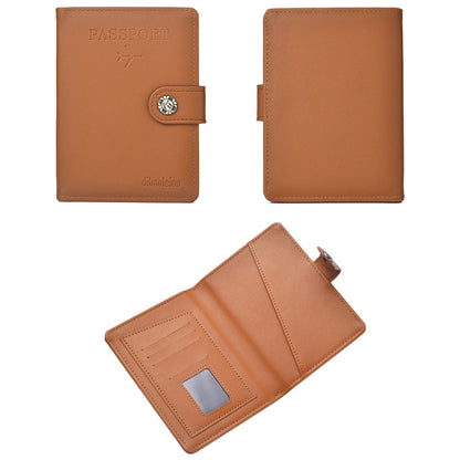 Dibaoleiou Étui de rangement pour cartes d'identité en cuir PU avec boucle, étui multifonctionnel pour passeport (marron)