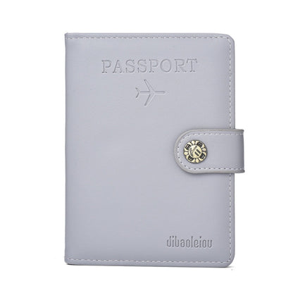 Dibaoleiou Buckle PU Leather ID Card Storage Bag Multifunctional Passport Case(Grey)