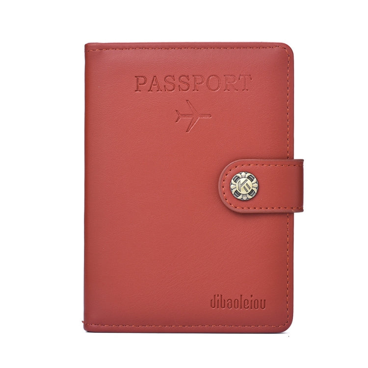 Dibaoleiou Boucle Cuir PU Sac de Rangement pour Cartes d'Identité Étui Passeport Multifonctionnel (Rouge)