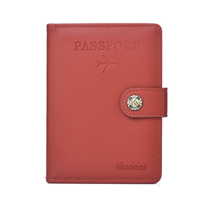 Dibaoleiou Boucle Cuir PU Sac de Rangement pour Cartes d'Identité Étui Passeport Multifonctionnel (Rouge)
