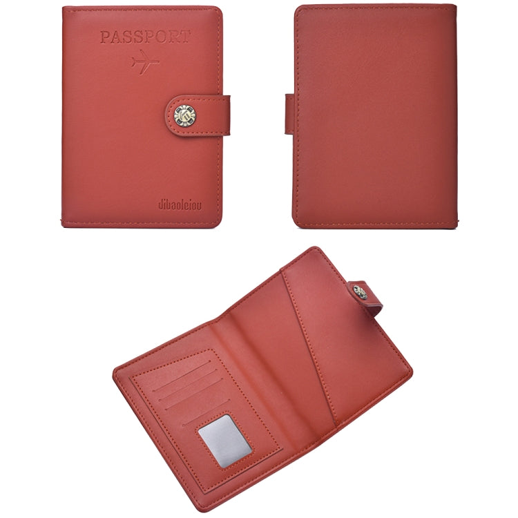 Dibaoleiou Boucle Cuir PU Sac de Rangement pour Cartes d'Identité Étui Passeport Multifonctionnel (Rouge)