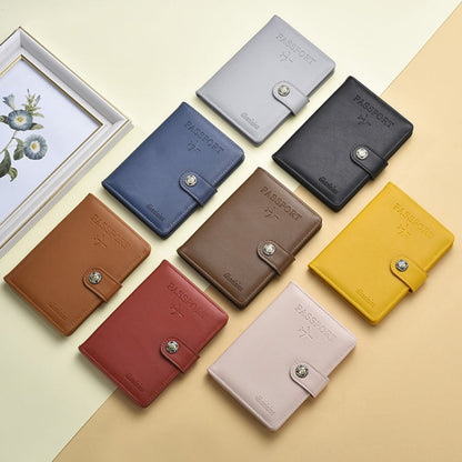 Dibaoleiou Étui de rangement pour cartes d'identité en cuir PU avec boucle, étui multifonctionnel pour passeport (marron)