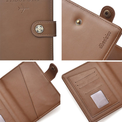 Dibaoleiou Buckle PU Leather ID Card Storage Bag Multifunctional Passport Case(Grey)