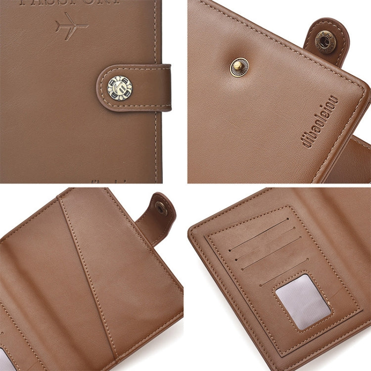 Dibaoleiou Étui de rangement pour cartes d'identité en cuir PU avec boucle, étui multifonctionnel pour passeport (marron)