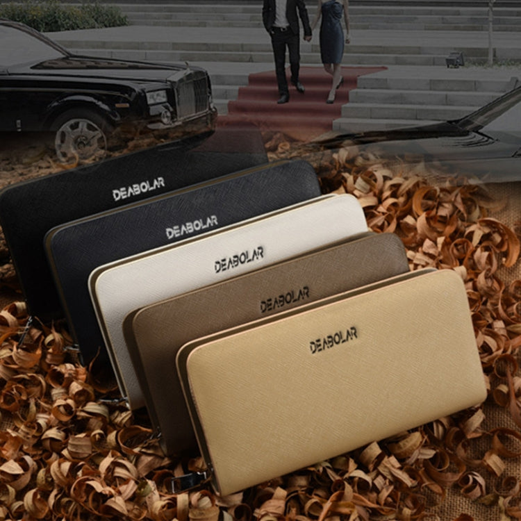 DEABOLAR Long Saffiano Leather Wallet Large Capacity Multi-compartment Zip Clutch(Black)