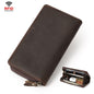 HUMERPAUL RFID Rétro Fermeture Éclair Multi-Cartes Portefeuille Long en Cuir pour Hommes (Café)