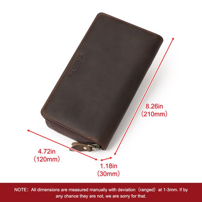 HUMERPAUL RFID Rétro Fermeture Éclair Multi-Cartes Portefeuille Long en Cuir pour Hommes (Café)