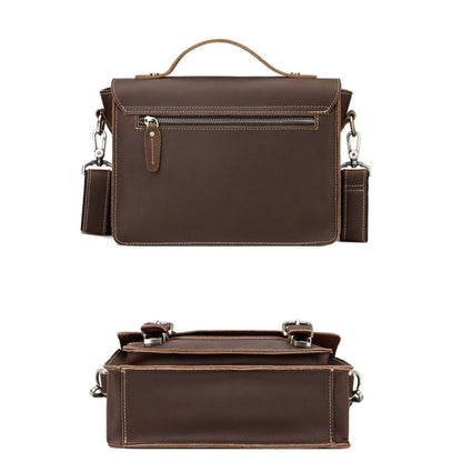 HUMERPAUL Leather Crossbody Bag Men Retro Shoulder Bag Commuter Men Small Square Bag(Brown)
