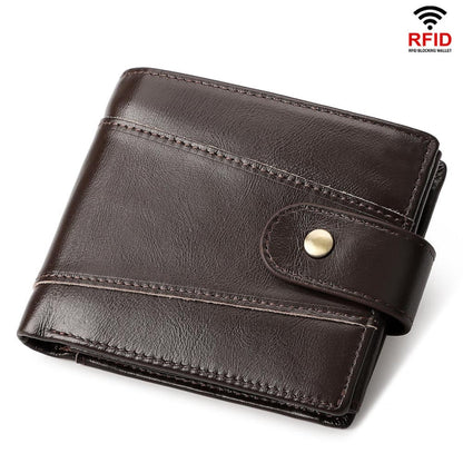 HUMERPAUL Portefeuille Homme Court Anti-magnétique RFID en Cuir Multi-cartes (Marron)