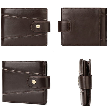 HUMERPAUL Portefeuille Homme Court Anti-magnétique RFID en Cuir Multi-cartes (Marron)