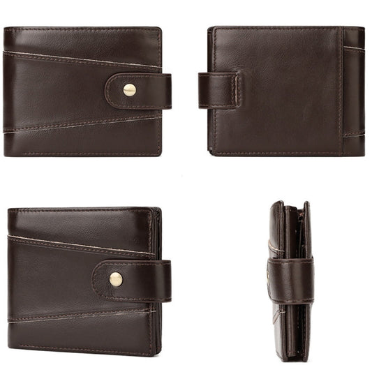 HUMERPAUL RFID Anti-magnetic Cox Purse Multi-card Card Bag Short Men Wallet(Brown)