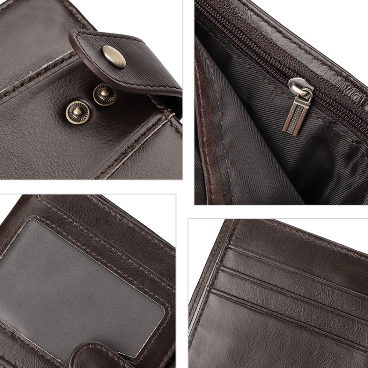 HUMERPAUL Portefeuille Homme Court Anti-magnétique RFID en Cuir Multi-cartes (Marron)