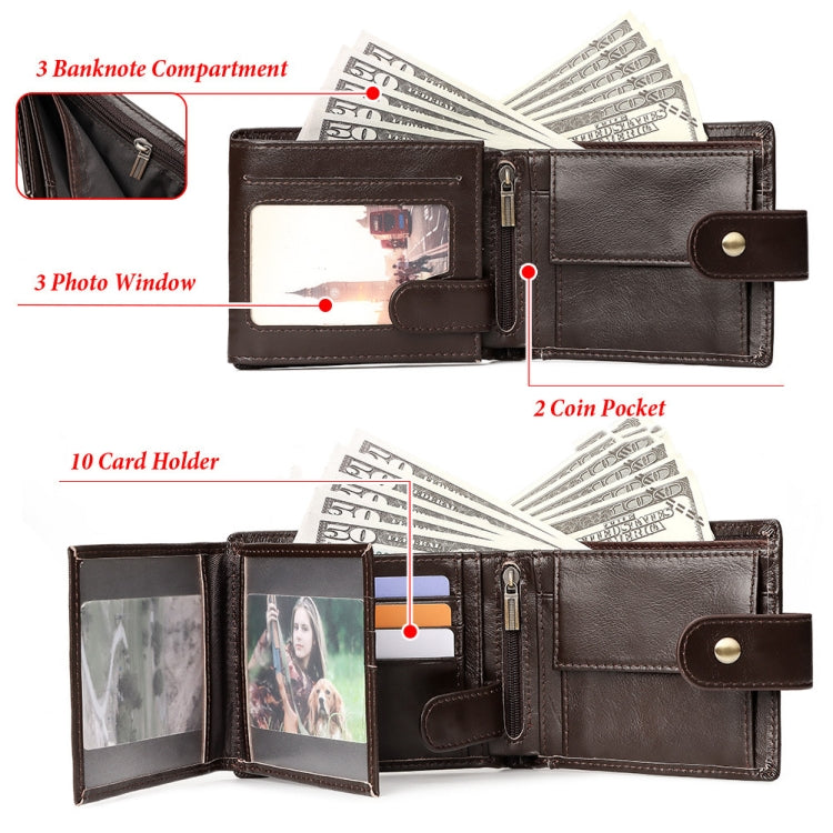 HUMERPAUL Portefeuille Homme Court Anti-magnétique RFID en Cuir Multi-cartes (Marron)