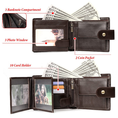 HUMERPAUL Portefeuille Homme Court Anti-magnétique RFID en Cuir Multi-cartes (Marron)