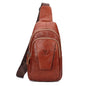 HUMERPAUL Men Shoulder Bag Leather Messengers Diligent Chest Bag(Red Brown)