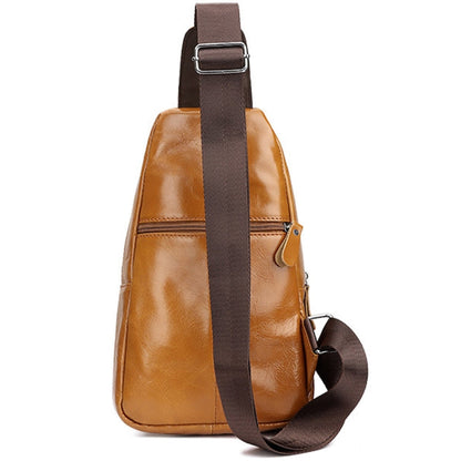 HUMERPAUL Men Shoulder Bag Leather Messengers Diligent Chest Bag(Yellow Brown)