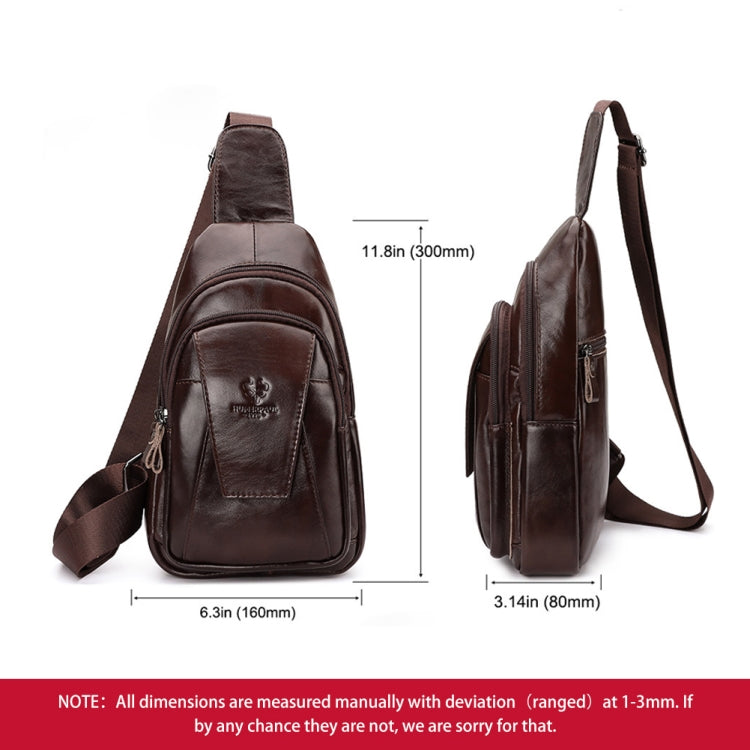 HUMERPAUL Men Shoulder Bag Leather Messengers Diligent Chest Bag(Dark Brown)