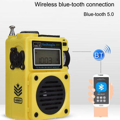 HanRongda HRD-701 Portable Full Band Radio Subwoofer Bluetooth TF Card Digital Display Radio(Yellow)