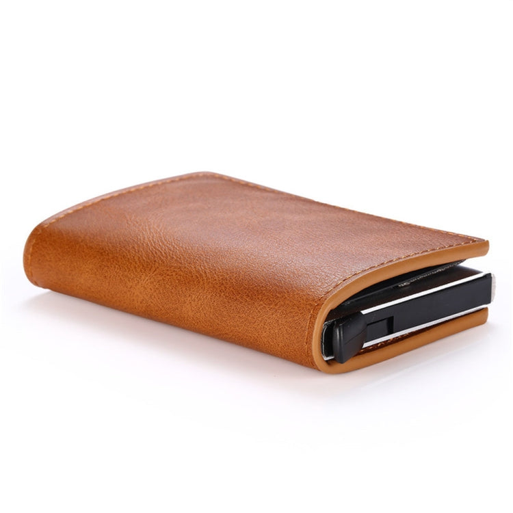 HUMERPAUL RFID Anti-Magnetic Automatic Card Set Credit Card Box Coin Bag(Dark Brown)