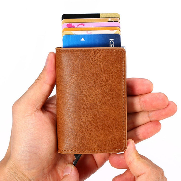 HUMERPAUL RFID Anti-Magnetic Automatic Card Set Credit Card Box Coin Bag(Brown)