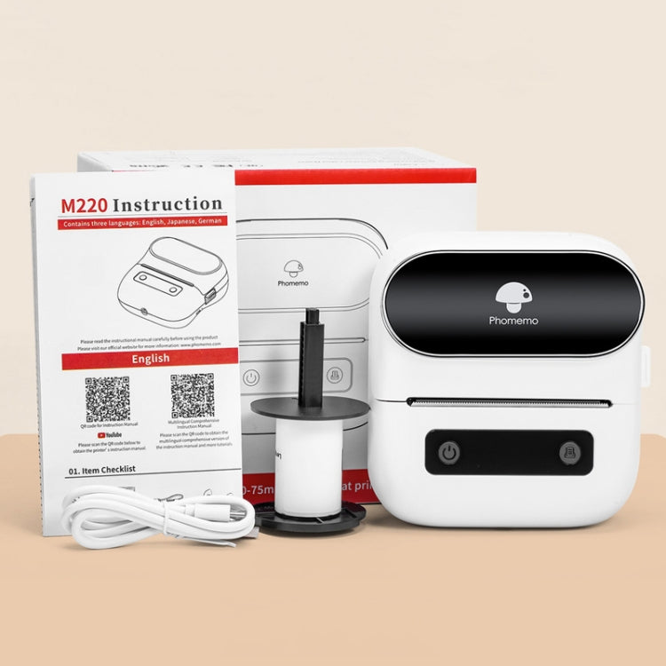 Phomemo M220 Jewelry Clothing Tags Bluetooth Thermist Strip Tag Printer(White)