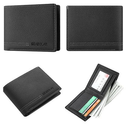 DEABOLAR Grand portefeuille homme en cuir PU, multi-cartes (Noir)