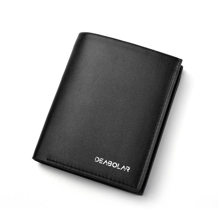 DEABOLAR Large-Capacity Multi-Card Men Short PU Leather Wallet(Black Vertical)