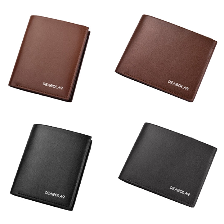DEABOLAR Large-Capacity Multi-Card Men Short PU Leather Wallet(Brown Vertical)