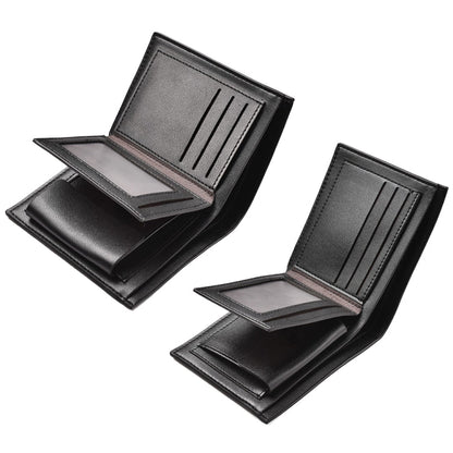 DEABOLAR Large-Capacity Multi-Card Men Short PU Leather Wallet(Brown Vertical)