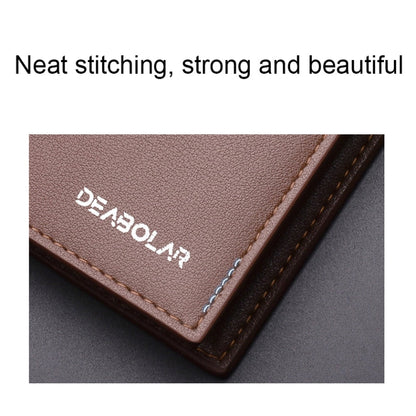 DEABOLAR Large-Capacity Multi-Card Men Short PU Leather Wallet(Brown Horizontal)