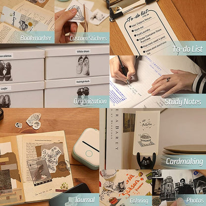 For Phomemo T02 3rolls Bluetooth Printer Thermal Paper Label Paper 53mmx6.5m 10 Years Black on White No Adhesive