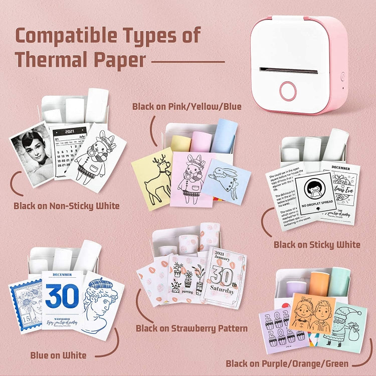 For Phomemo T02 3rolls Bluetooth Printer Thermal Paper Label Paper 50mmx3.5m 10 Years Black on White Sticker