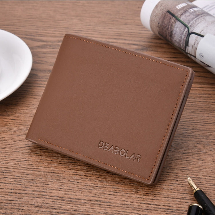 DEABOLAR Multifunctional Men Short PU Leather Wallet Multi-Card Coin Purse(Light Coffee)