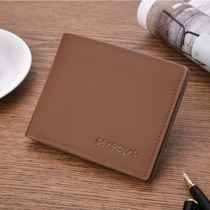 DEABOLAR Multifunctional Men Short PU Leather Wallet Multi-Card Coin Purse(Light Coffee)