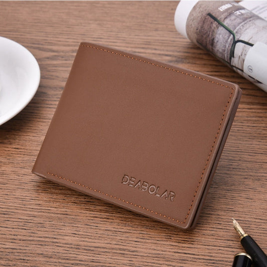 DEABOLAR Multifunctional Men Short PU Leather Wallet Multi-Card Coin Purse(Light Coffee)