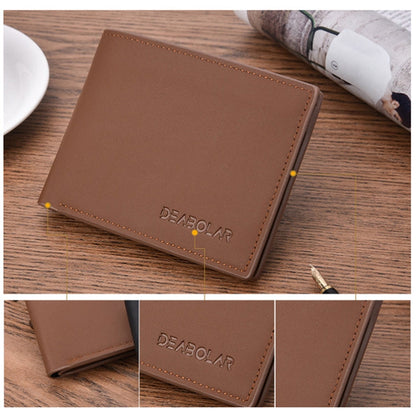 DEABOLAR Portefeuille multifonctionnel en cuir PU court pour hommes, porte-monnaie multi-cartes (marron foncé)