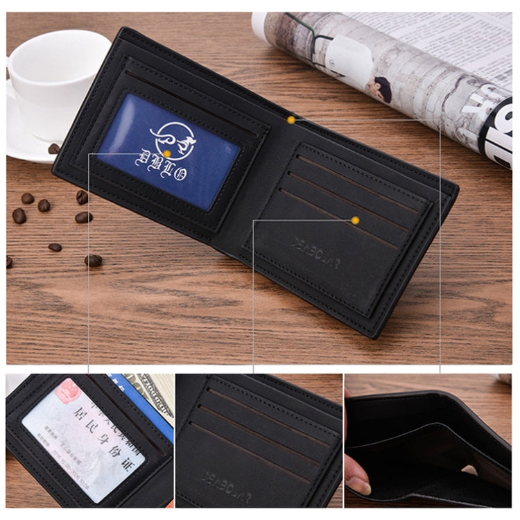 DEABOLAR Multifunctional Men Short PU Leather Wallet Multi-Card Coin Purse(Black)