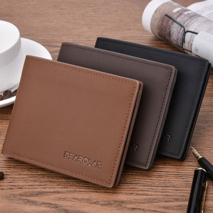 DEABOLAR Multifunctional Men Short PU Leather Wallet Multi-Card Coin Purse(Black)