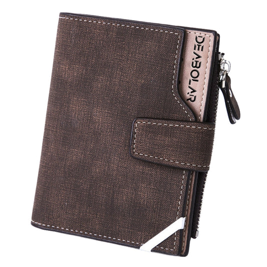 DEABOLAR Casual Retro Canvas Pattern Multifunctional Medium Long Wallet(Coffee)