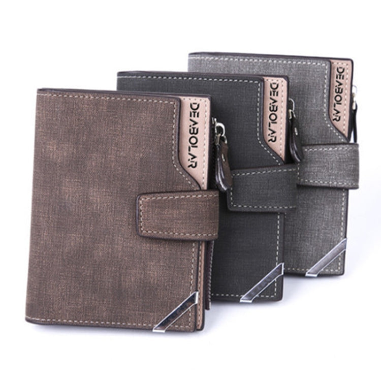 DEABOLAR Casual Retro Canvas Pattern Multifunctional Medium Long Wallet(Black)